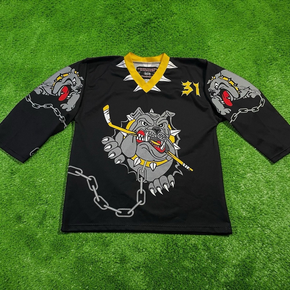 Ace Sports Pennsylvania Bulldogs Hockey Jersey Size Small Black Yellow Dawgz 31